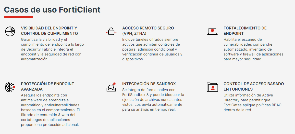 Casos de uso Forticlient